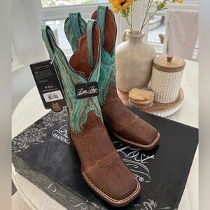 Dan Post Rustic Brown and Vibrant Teal Boots